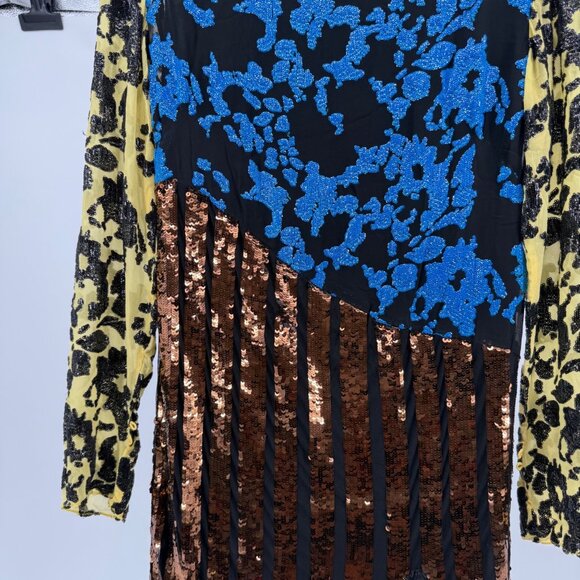 Rachel Comey Sequin Floral & Metallic Mixed Media Long Sleeve Dress, Size 2 - Picture 7 of 12